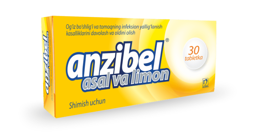 Anzibel® 5mg/4mg/3mg Asal va Limon Ta'mli Shimish Uchun Tabletkalar №30