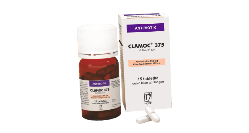 Clamoc® 375mg Qobiq Bilan Qoplangan Tabletkalar №15