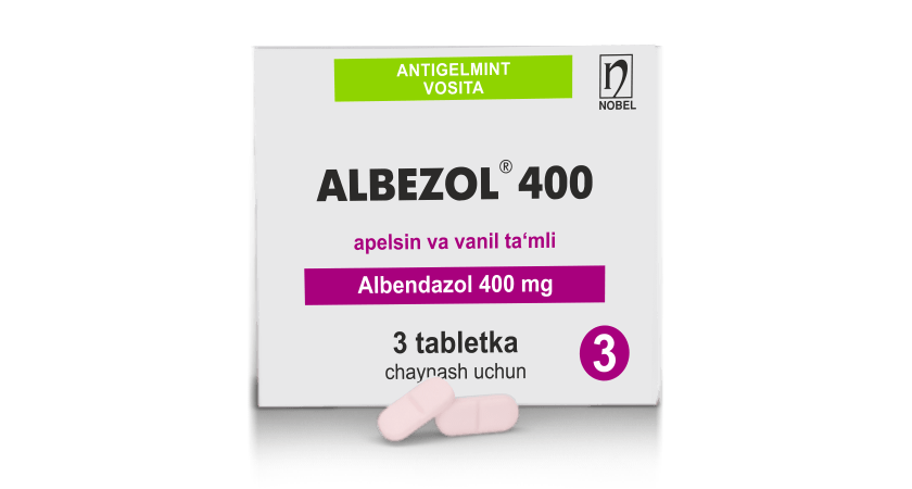 Albezol® 400mg Apelsin va Vanil Ta'mli Tabletkalar  №3