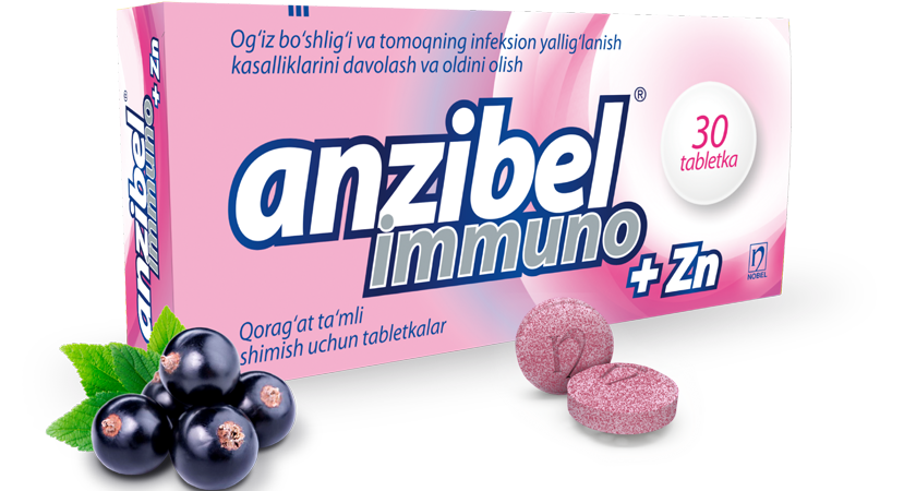 Anzibel ® kara mürver aromalı pastiller + çinko №30
