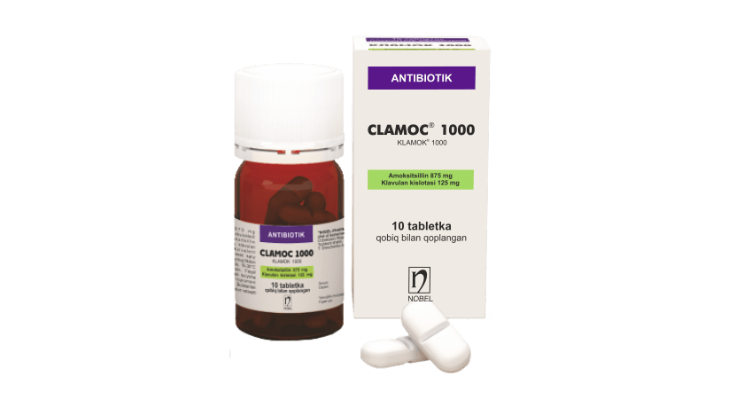 Clamoc® 1000mg Qobiq Bilan Qoplangan Tabletkalar №10