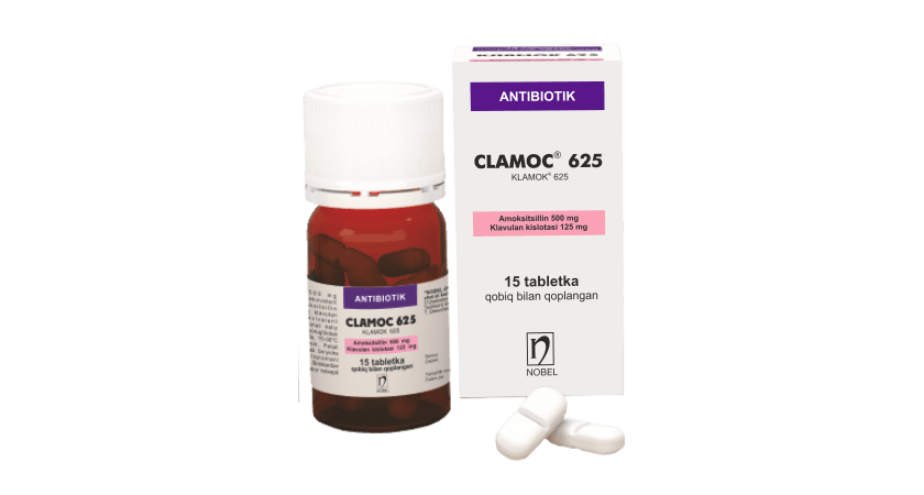 Clamoc® 625mg Qobiq Bilan Qoplangan Tabletkalar №15