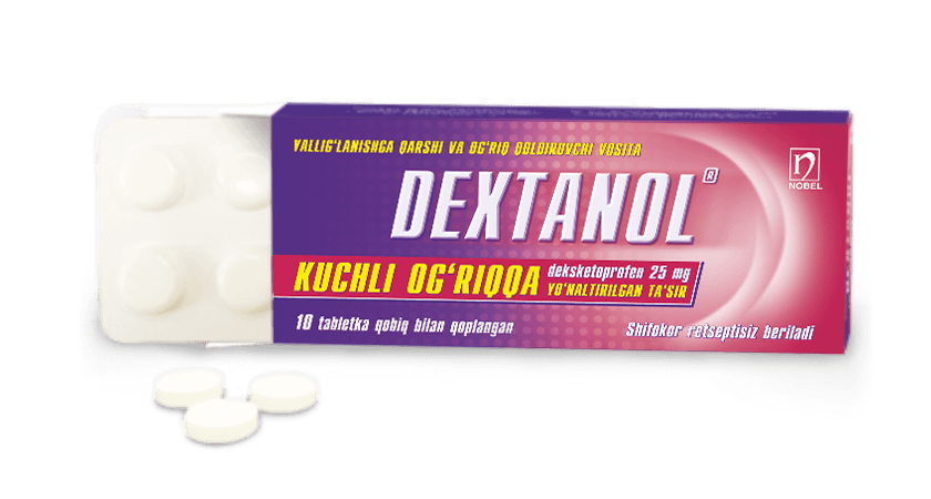 Dextanol 25mg Qobiq Bilan Qoplangan Tabletkalar №10 va №20