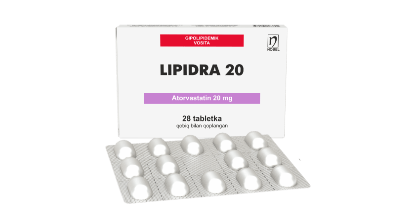 Lipidra 20mg Qobiq Bilan Qoplangan Tabletkalar №28