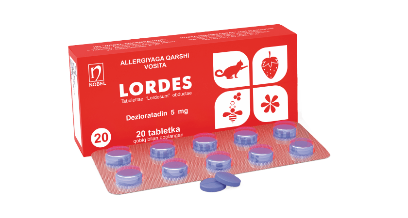 Lordes 5mg Qobiq Bilan Qoplangan Tabletkalar №20