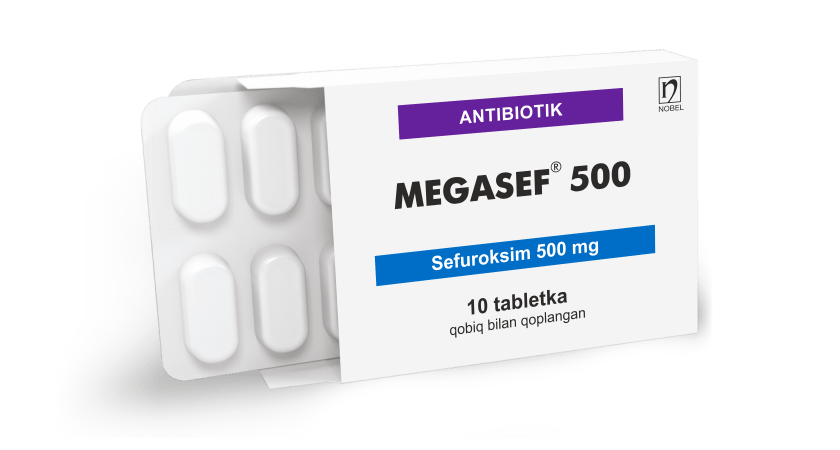 Megasef® 500mg Qobiq Bilan Qoplangan Tabletkalar №10