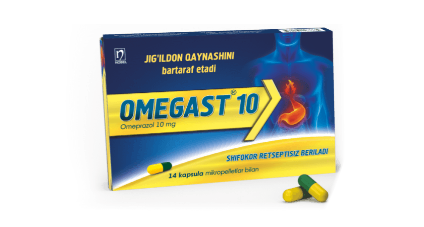 Omegast® 10mg Mikropelletlarni Saqlovchi Kapsulalar №14
