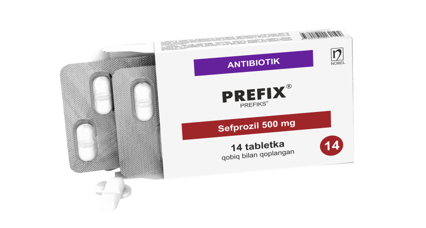 Prefix® 500mg Qobiq Bilan Qoplangan Tabletkalar №14