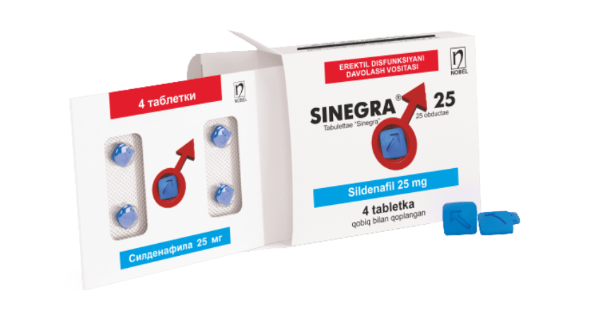 Sinegra® 25mg Qobiq Bilan Qoplangan Tabletkalar №4