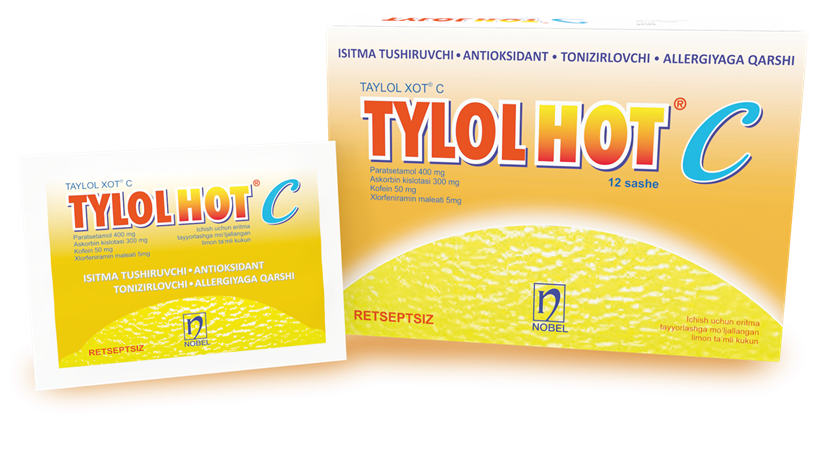 Tylol hot C 400mg / 300mg / 50mg / 5mg 12 sashe, Drugs, Our Products