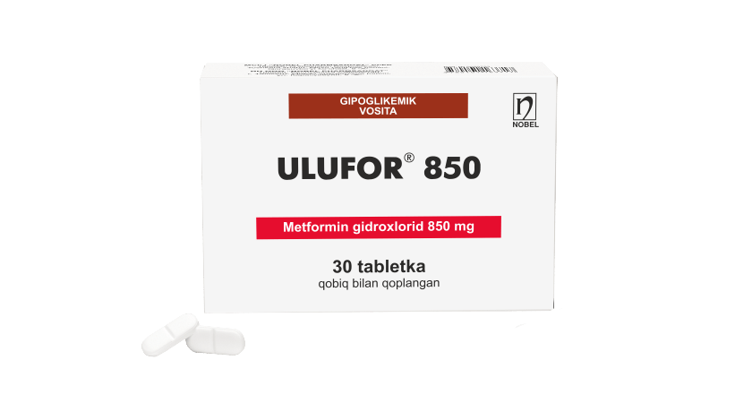 Ulufor® 850mg Qobiq Bilan Qoplangan Tabletkalar №30