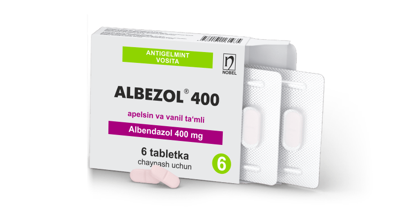 Албезол® 400 мг таблетки со вкусом апельсина и ванили №6
